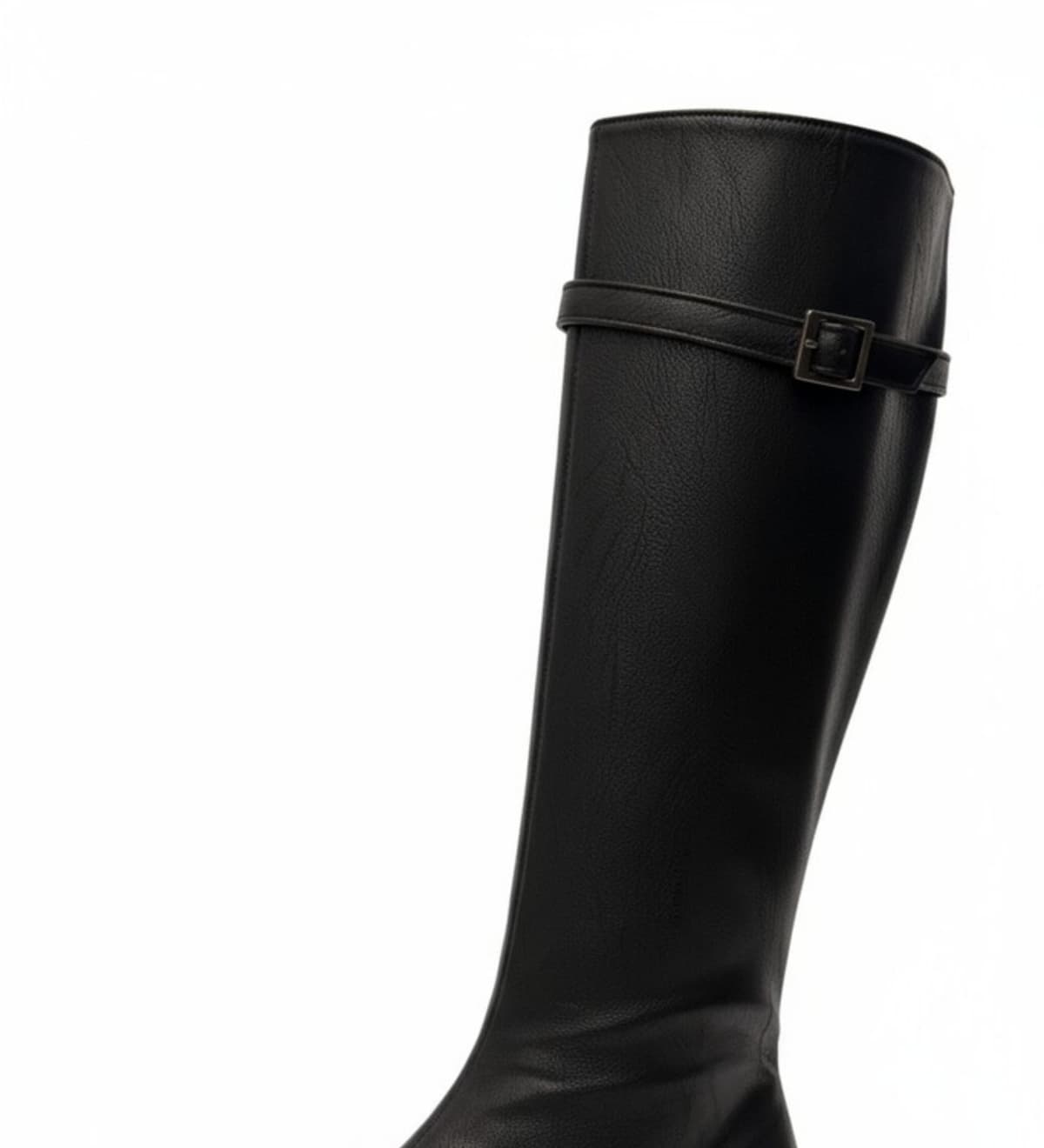 Buckled Strap Long Boots Black 상세