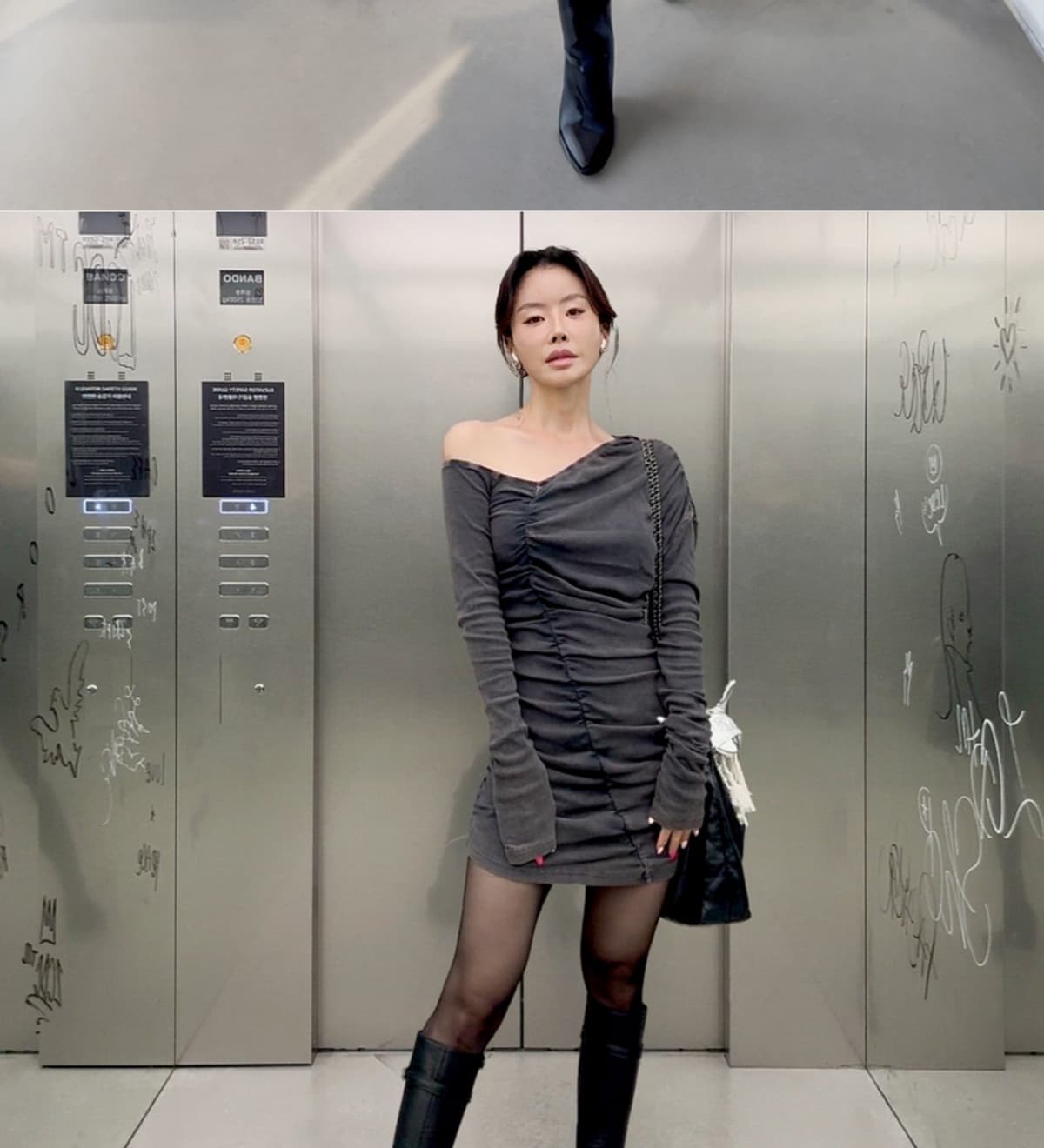 Buckled Strap Long Boots Black 상세