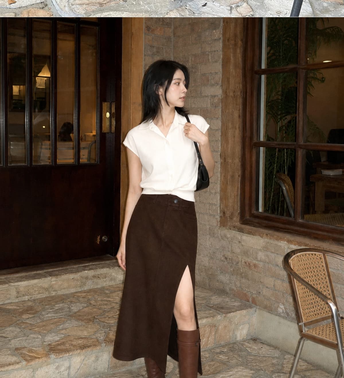 Buckled Strap Long Boots Brown 상세