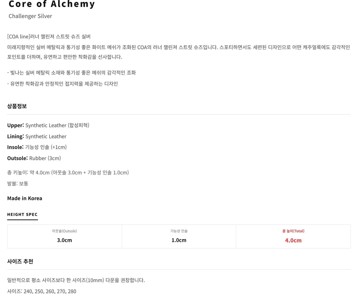 Challenger Silver 상세